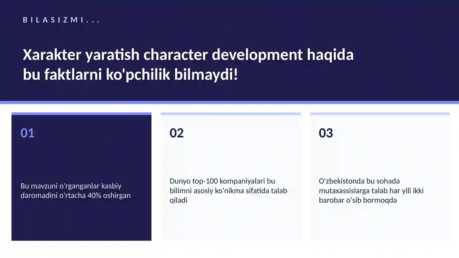 Xarakter yaratish character development 2