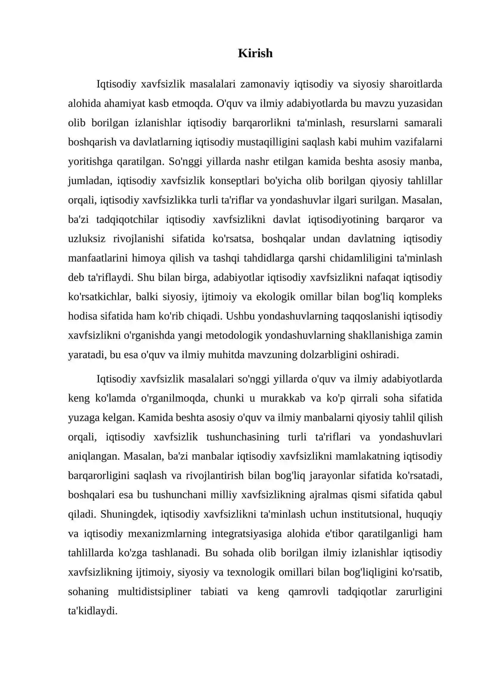 O'quv va ilmiy adabiyotlarda iqtisodiy xavfsizlik masalalarning yoritilishi 2