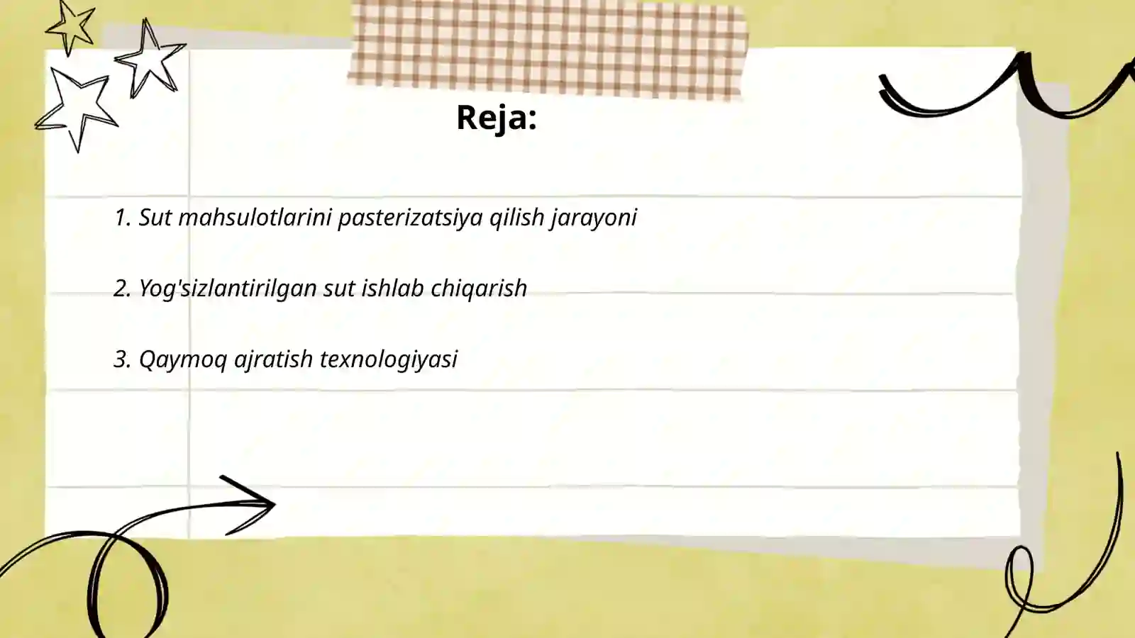 Sut mahsulotlari ishlab chiqarish texnologiyasi 2