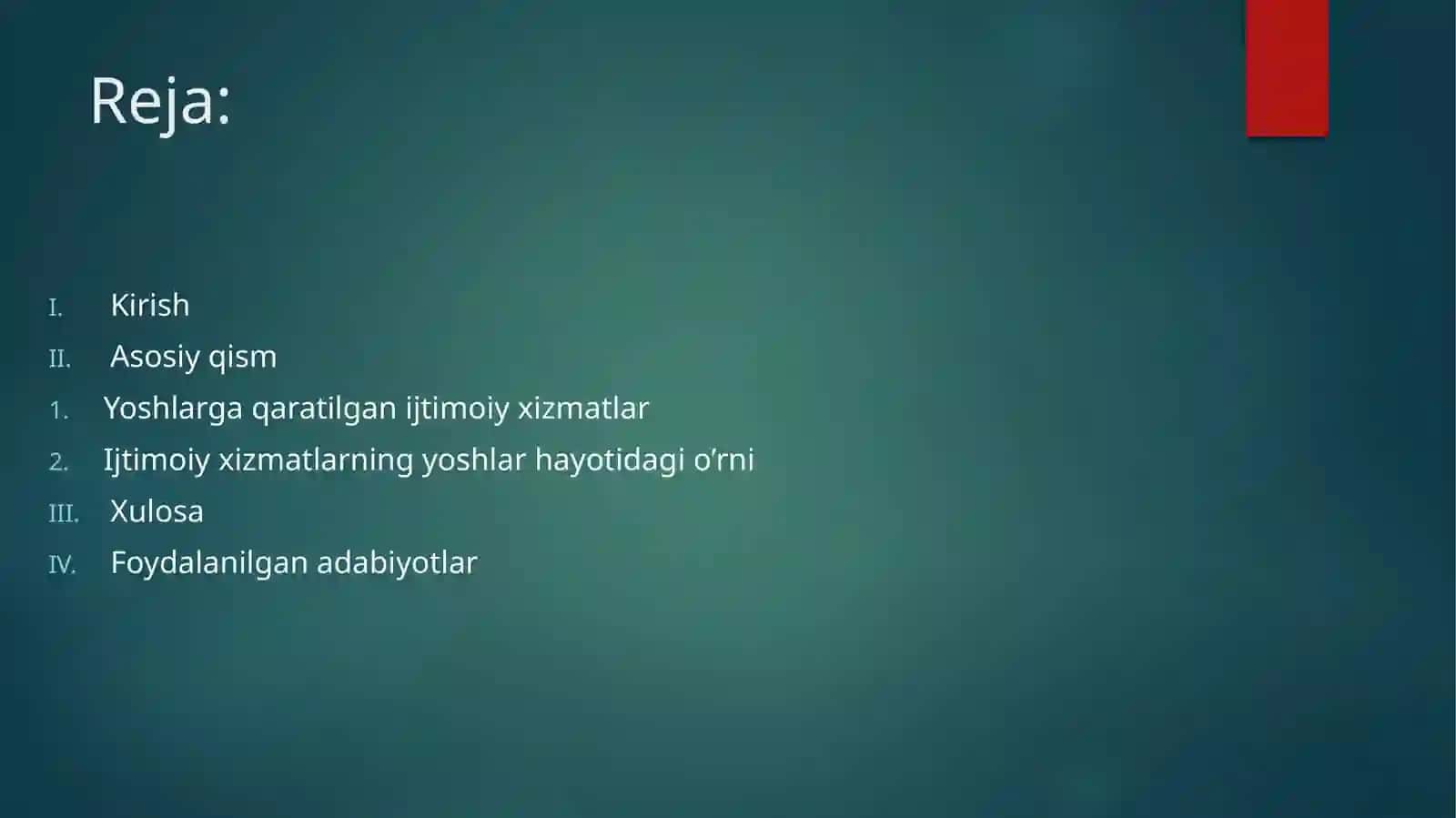 Yoshlar Uchun ijtimoiy xizmatlarning Tuzilishi va vazifalari 2
