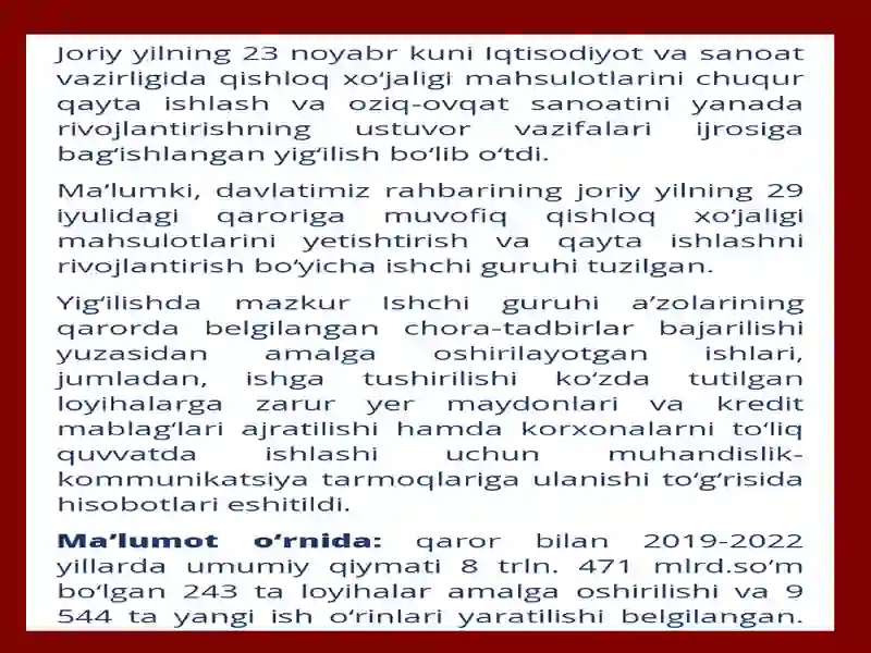 Qishloqxo'jalik mahsulotlarini qayta ishlash yo'llari. 2