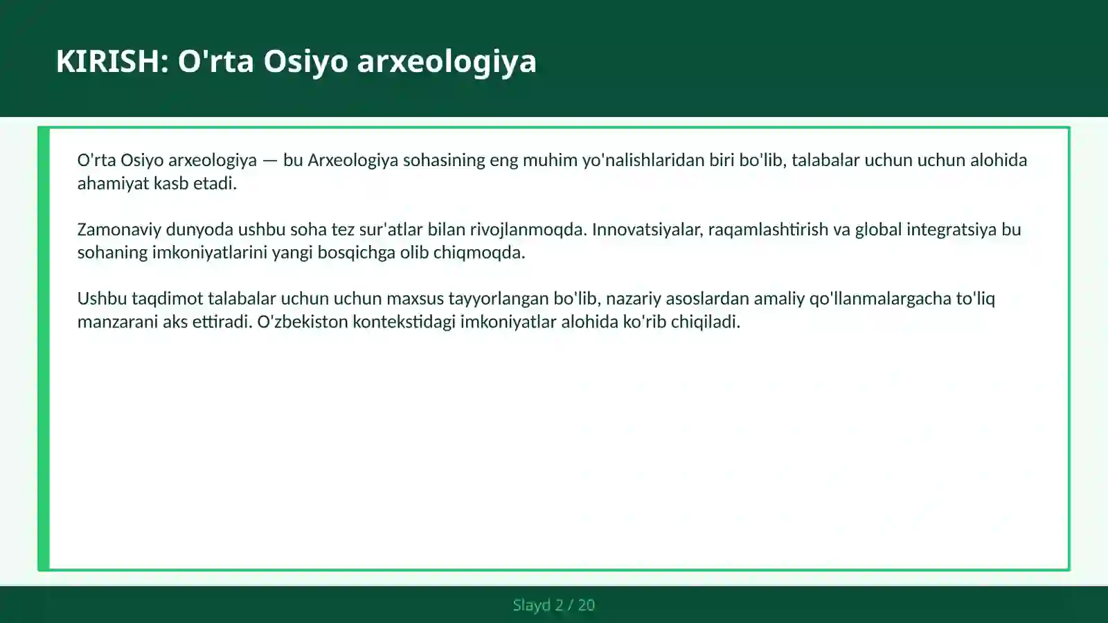 O'rta Osiyo arxeologiya 2