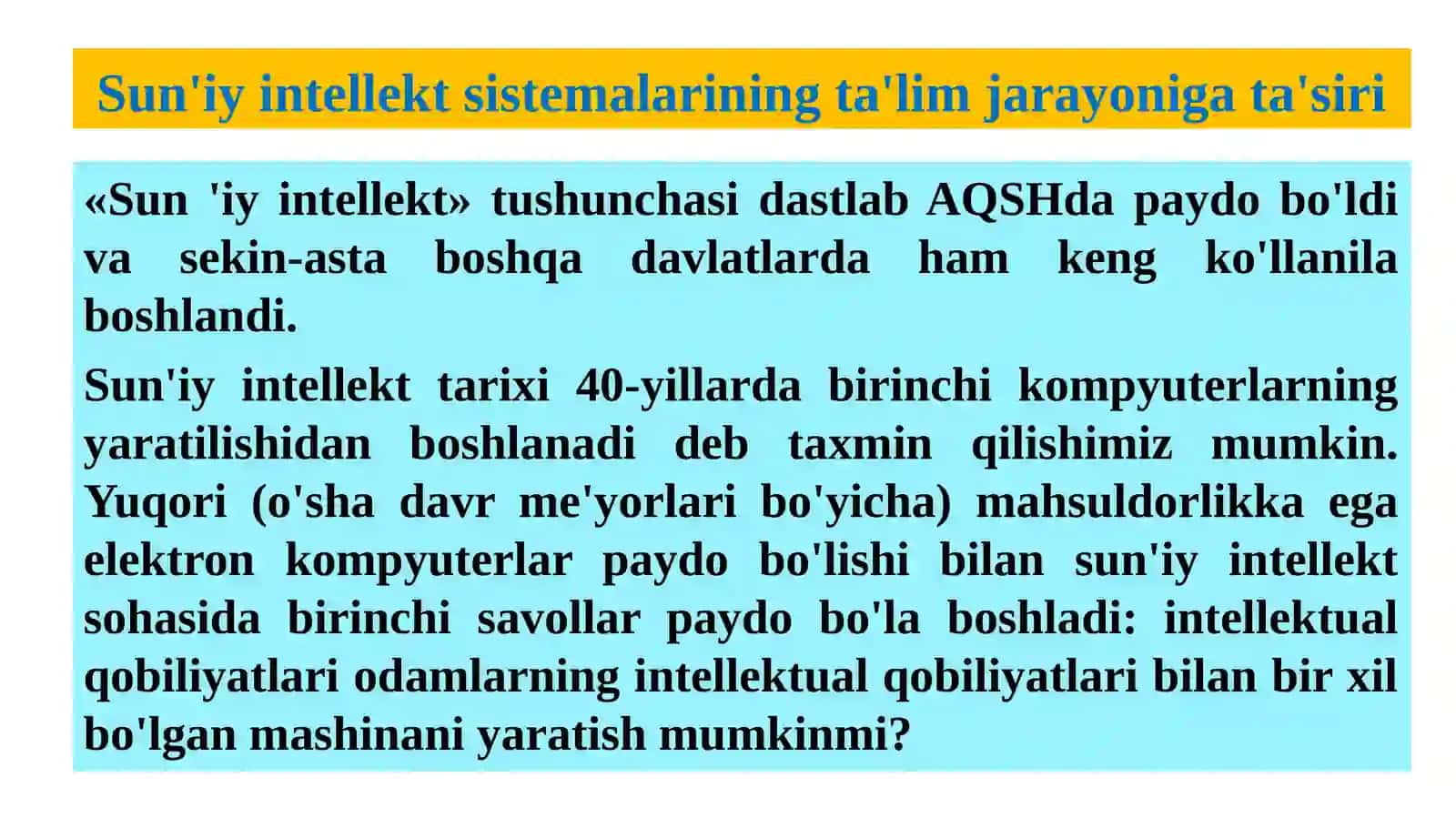 Sun'iy intellekt sistemalarining ta'lim jarayoni gata'siri 2