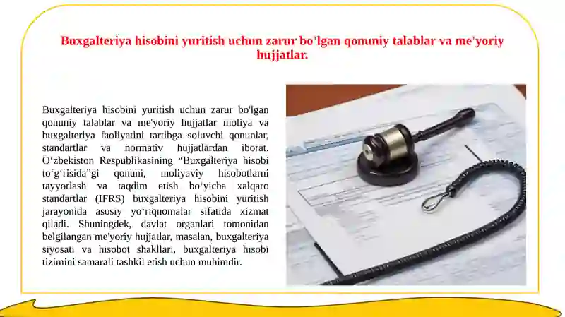 Buxgalteriya hisobini tashkil qilishning huquqiy va me'yoriy asoslari 2