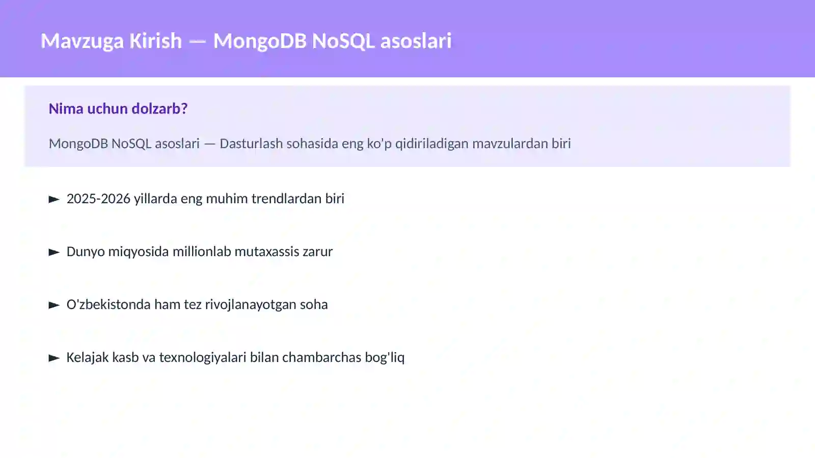 MongoDB NoSQL asoslari 2