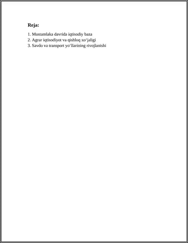 Mustamlaka davrida iqtisodiy baza 2