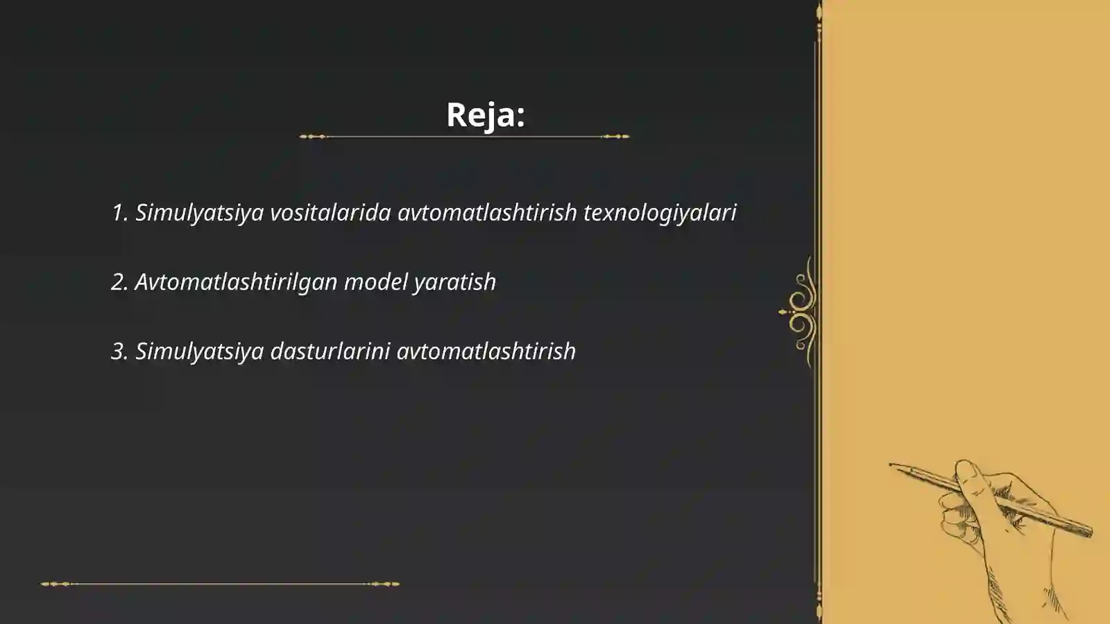 Simulyatsiya vositalarini avtomatlashtirish 2