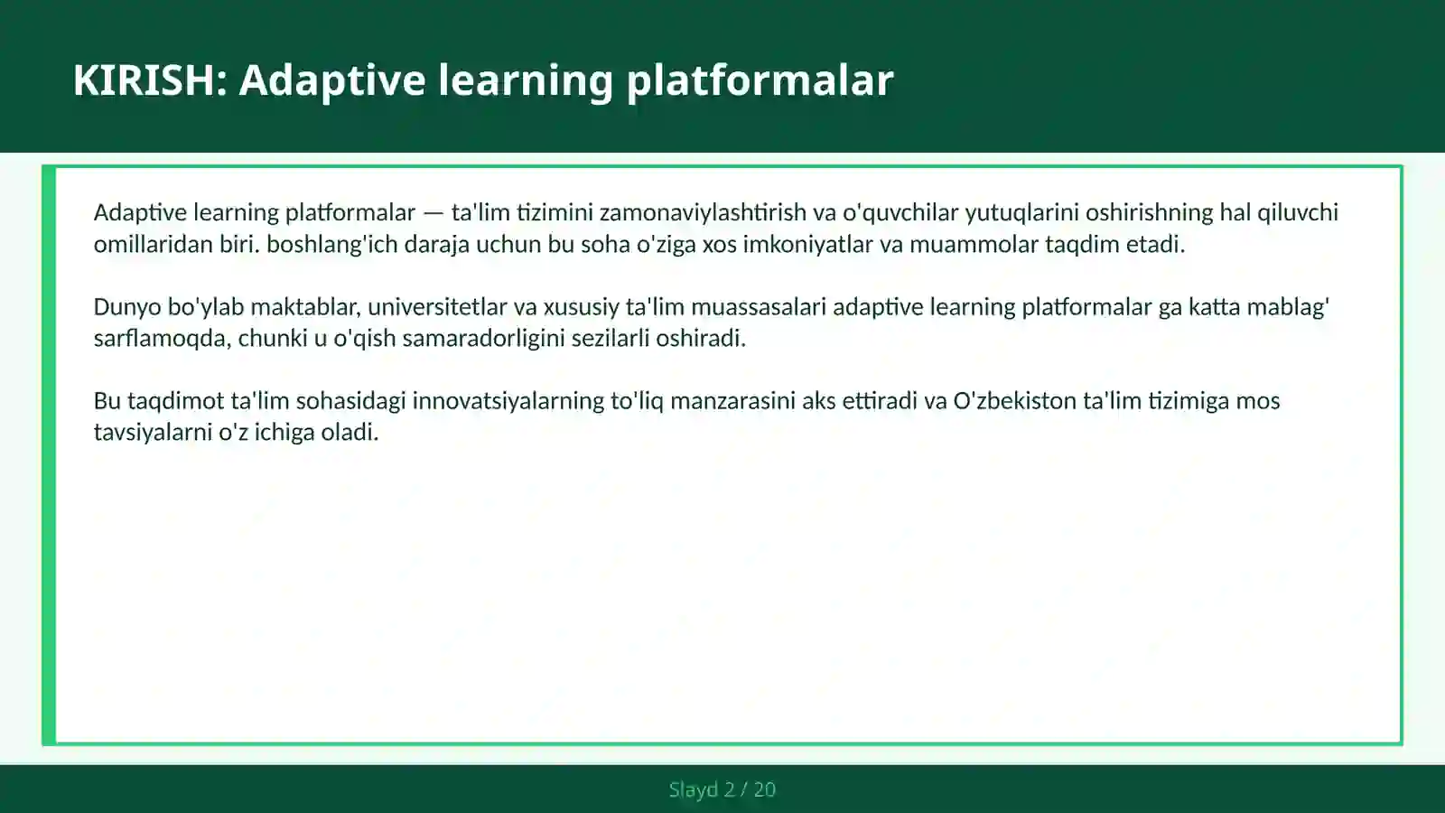Adaptive learning platformalar 2
