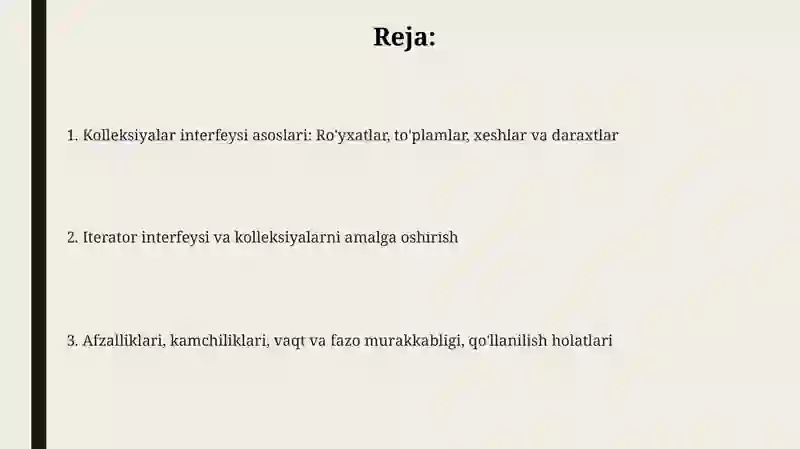 Kolleksiyalar va Iterator interfeyslariga kirish 2