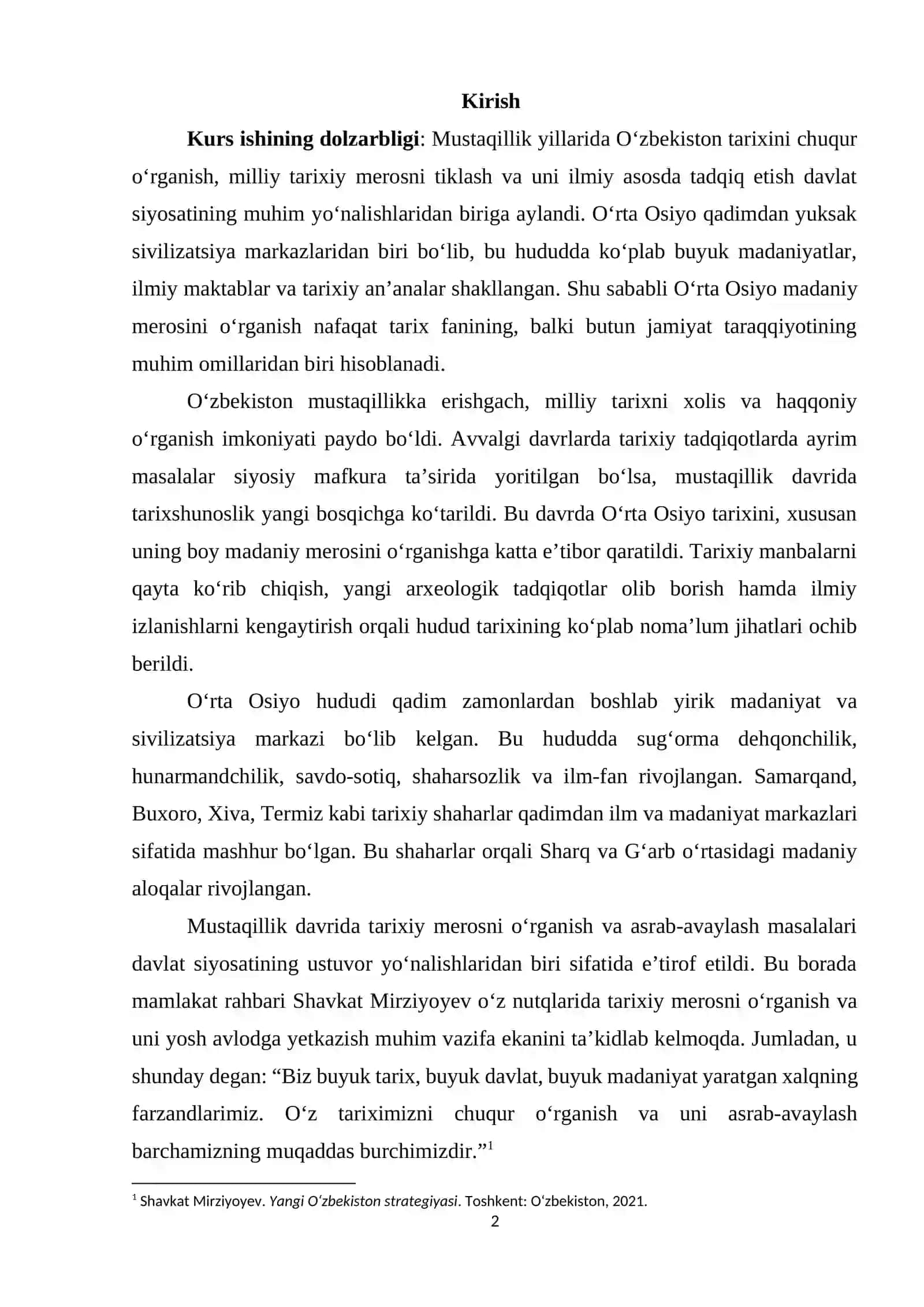 Mustaqillik davri tarixshunosligida O‘rta Osiyo madaniy merosi masalalari 2