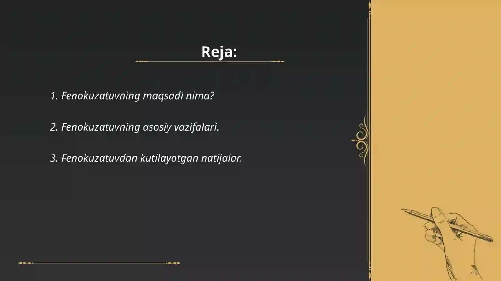 Fenokuzatuvning maqsadi va uni o‘tkazishning tashkil etishasoslari 2