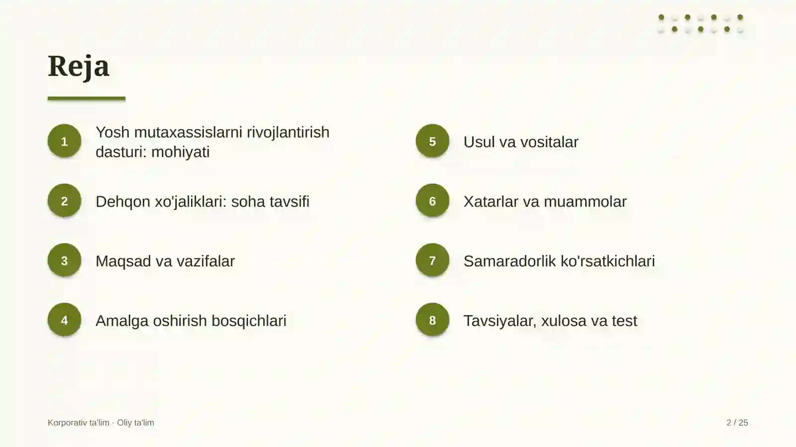 dehqon xo'jaliklarida yosh mutaxassislarni rivojlantirish dasturi 4997 2