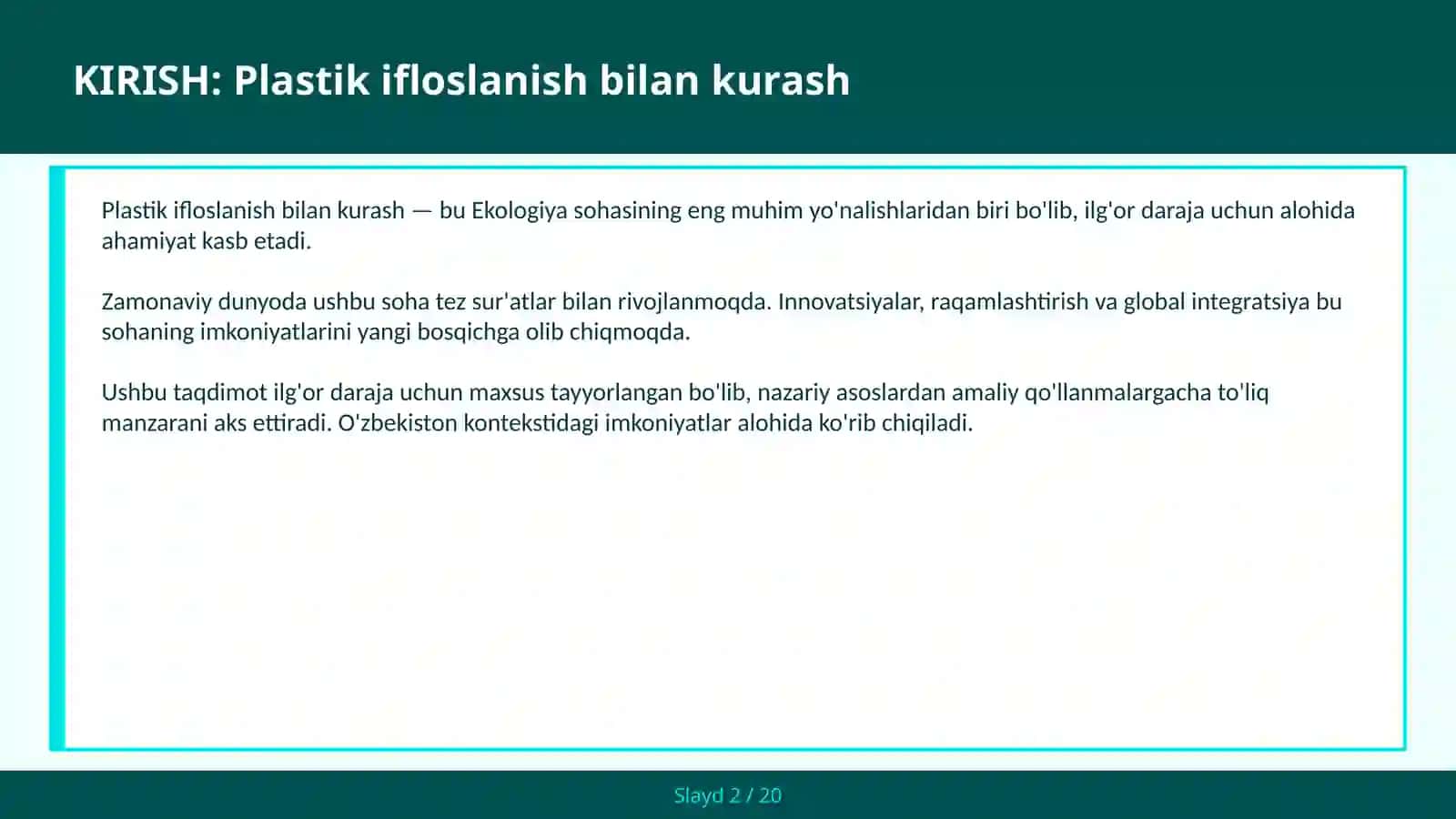 Plastik Ifloslanish Bilan Kurash 2