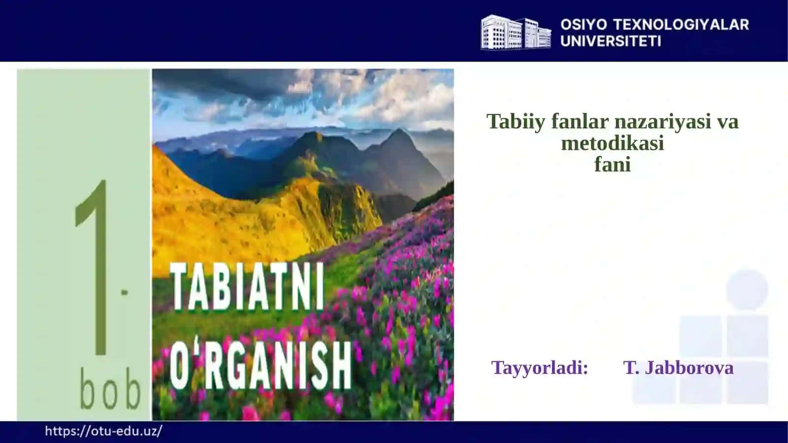 Tabiiy fanlarnazariyasi va metodikasifani 2