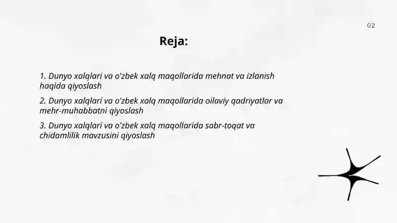 Dunyo xalqlari maqol va matallarini õzbek xalq maqollai bilan qiyoslash 2