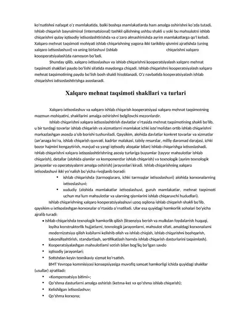 Xalqaro iqtisodiy integratsiya va xalqaro valyuta munosabatlari 2