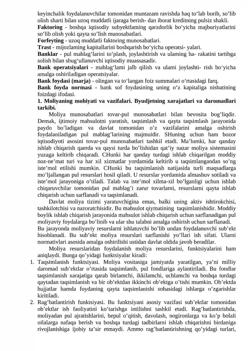 Moliya tizimi va moliyaviy siyosat 2