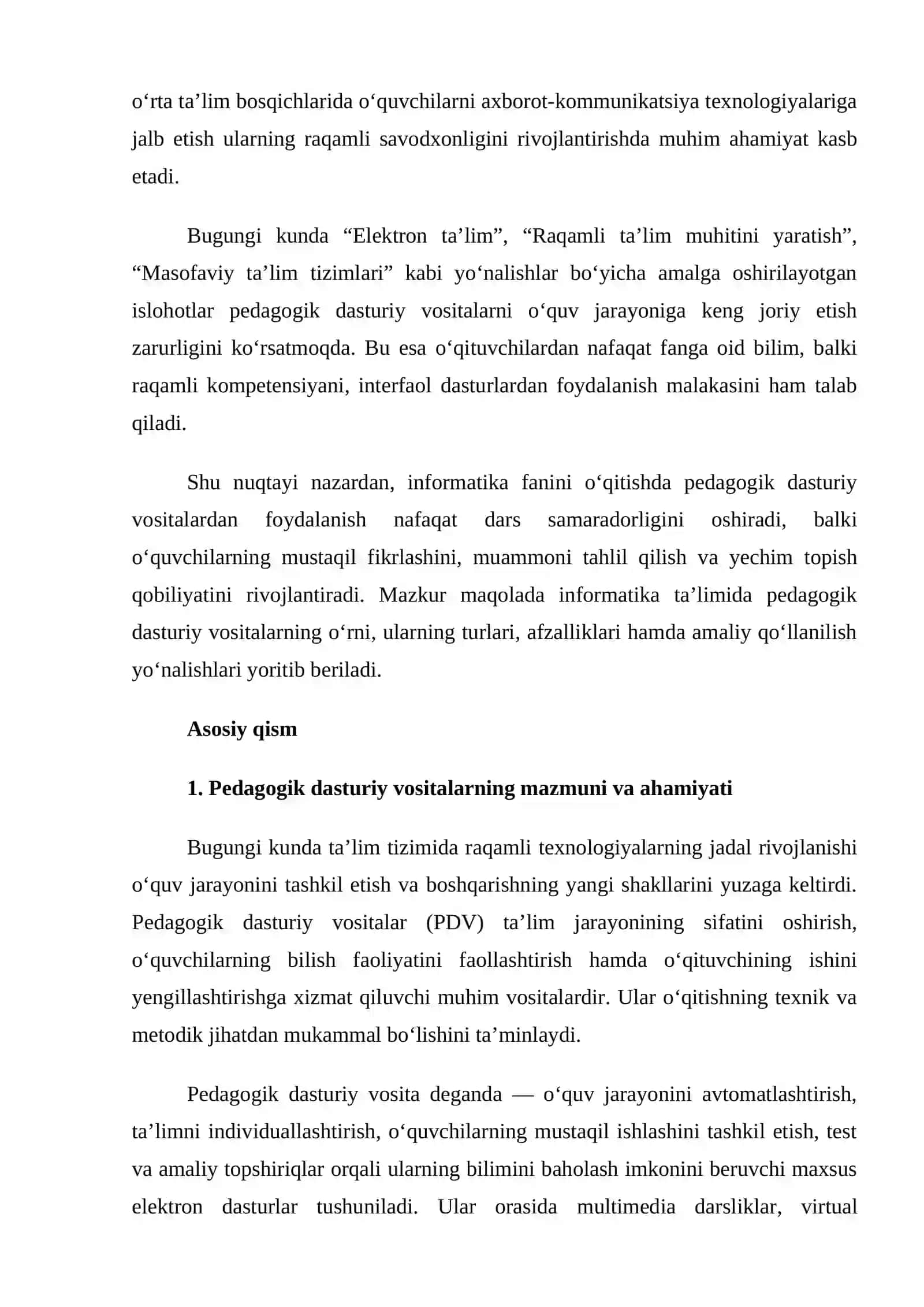 Pedagogik dasturiy vositalari yordamida informatika fanini o'qitish 2