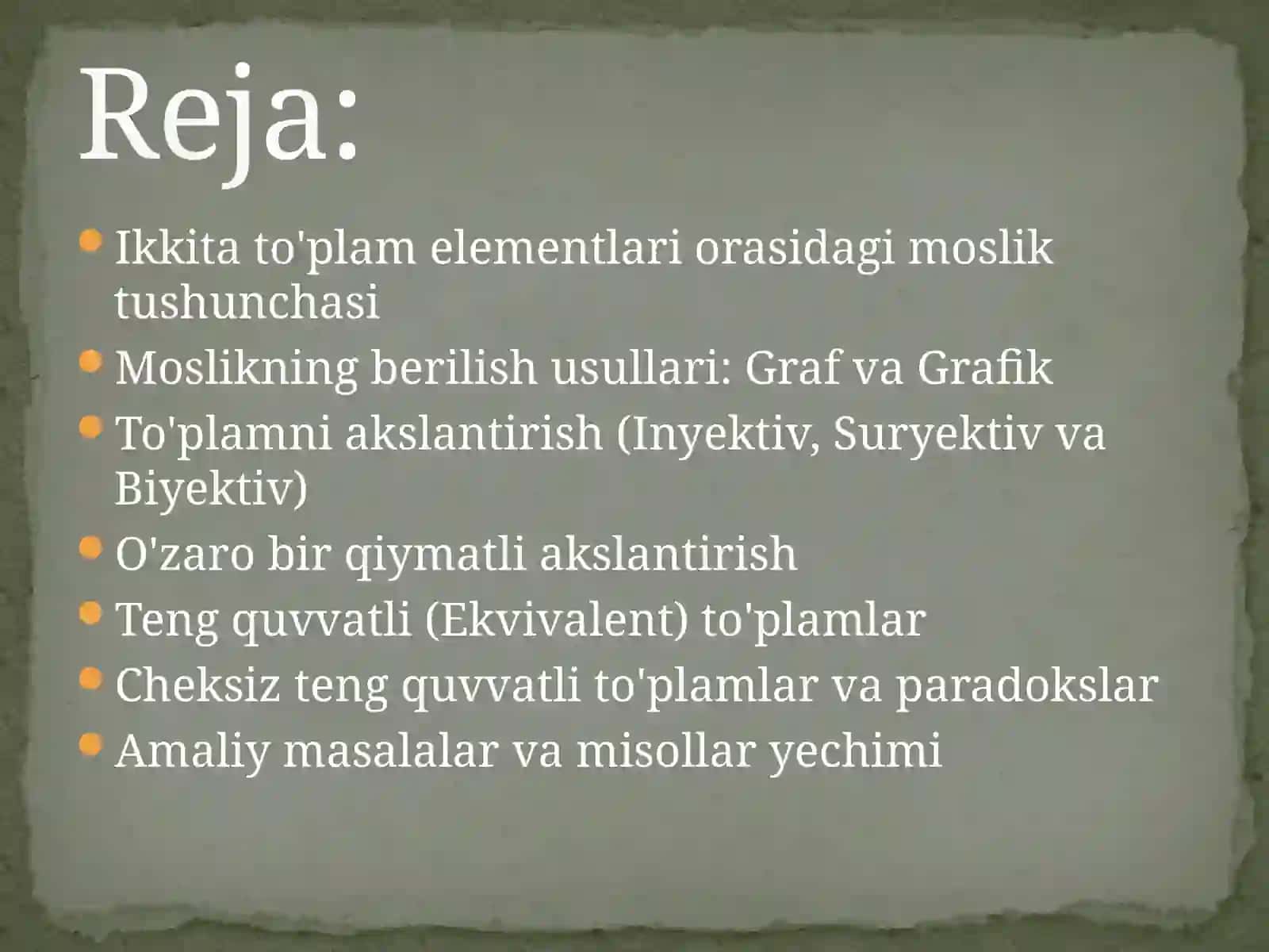 MOSLIK VAAKSLANTIRISHLARNAZARIYASI 2