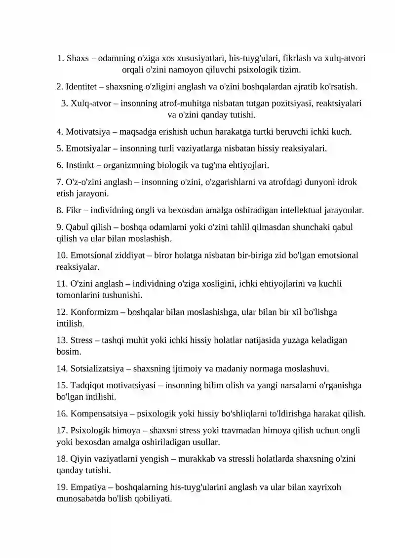UMUMIY PSIXOLOGIYA (SHAXS) FANI 2