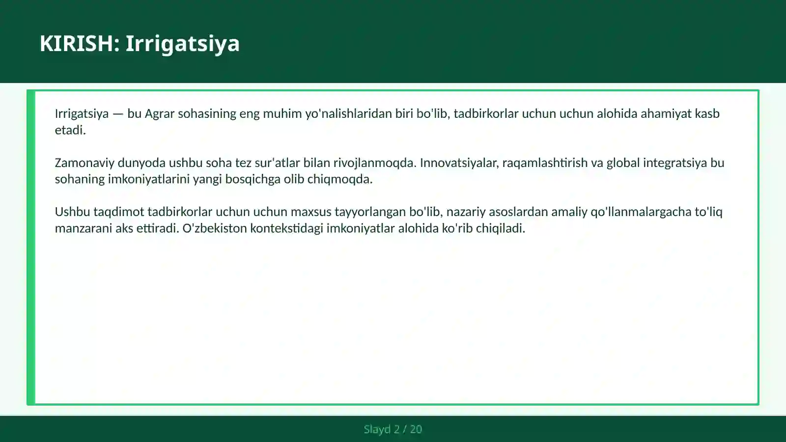 Irrigatsiya 2