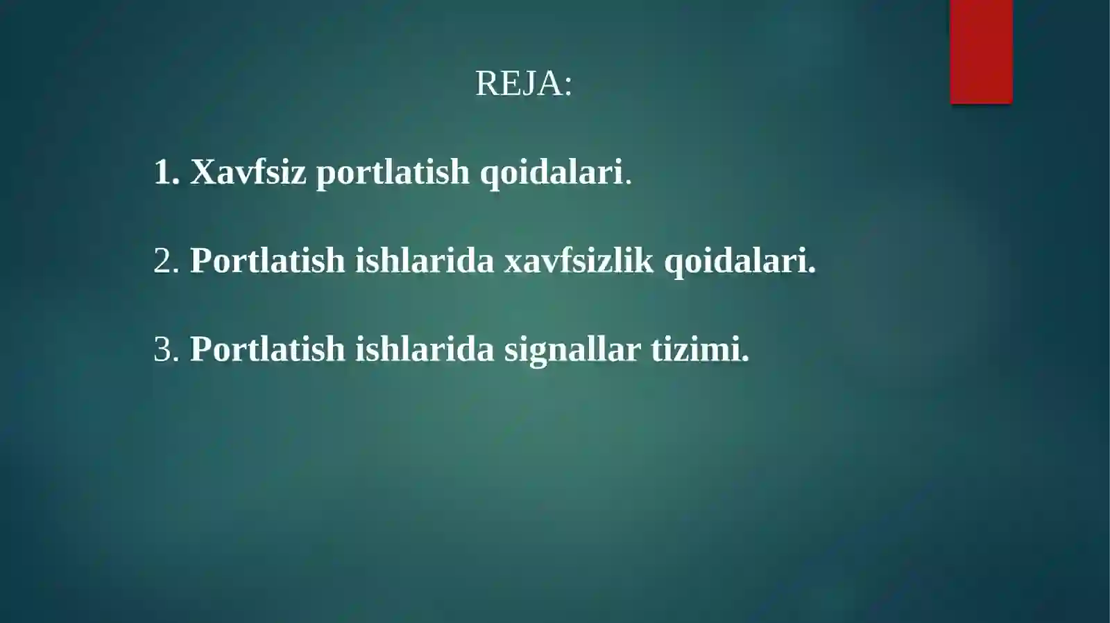 Xavfsiz portlatish qoidalari 2