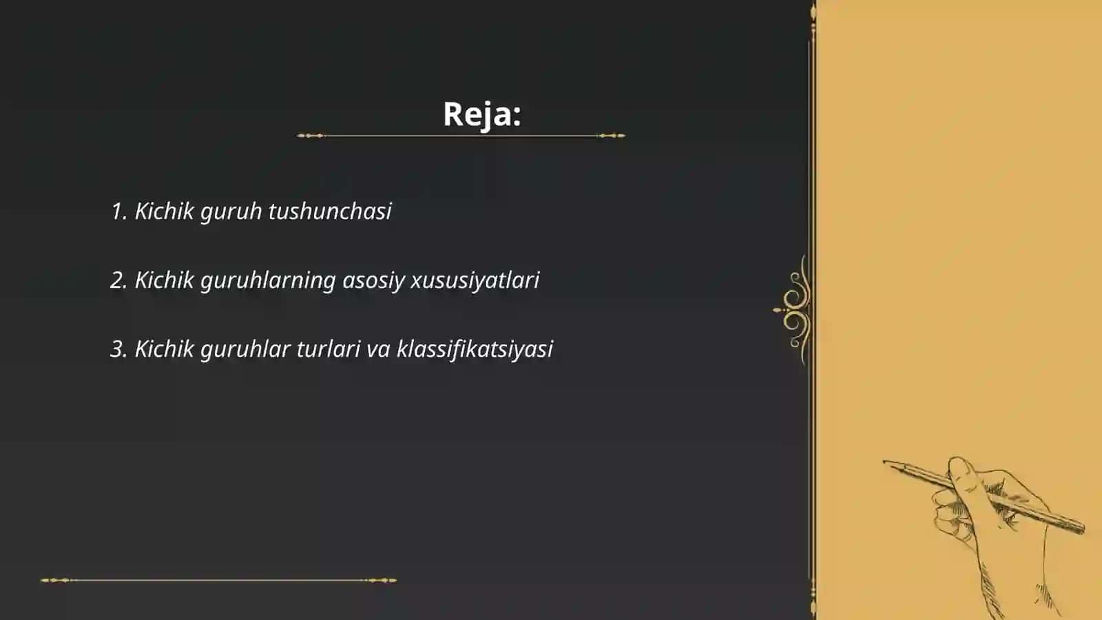 Kichik guruhlarning klassifikatsiyasi 2