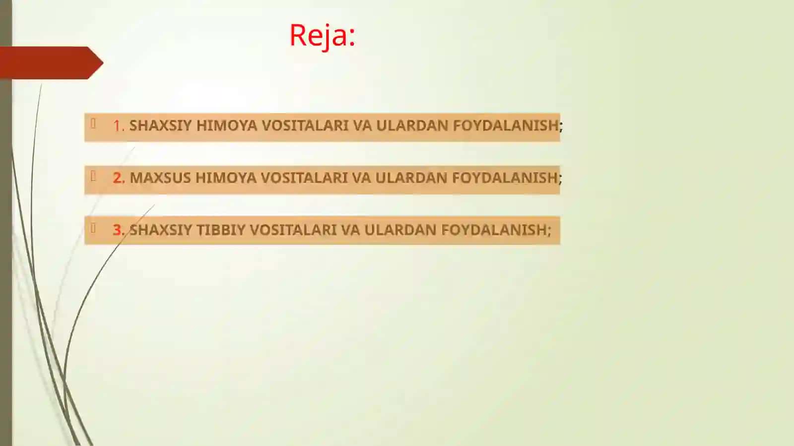 SHAXSIY HIMOYA VOSITALARI, MAXSUS HIMOYA VOSITALARI, SHAXSIY TIBBIY VOSITALARI VA ULARDAN FOYDALANISH 2