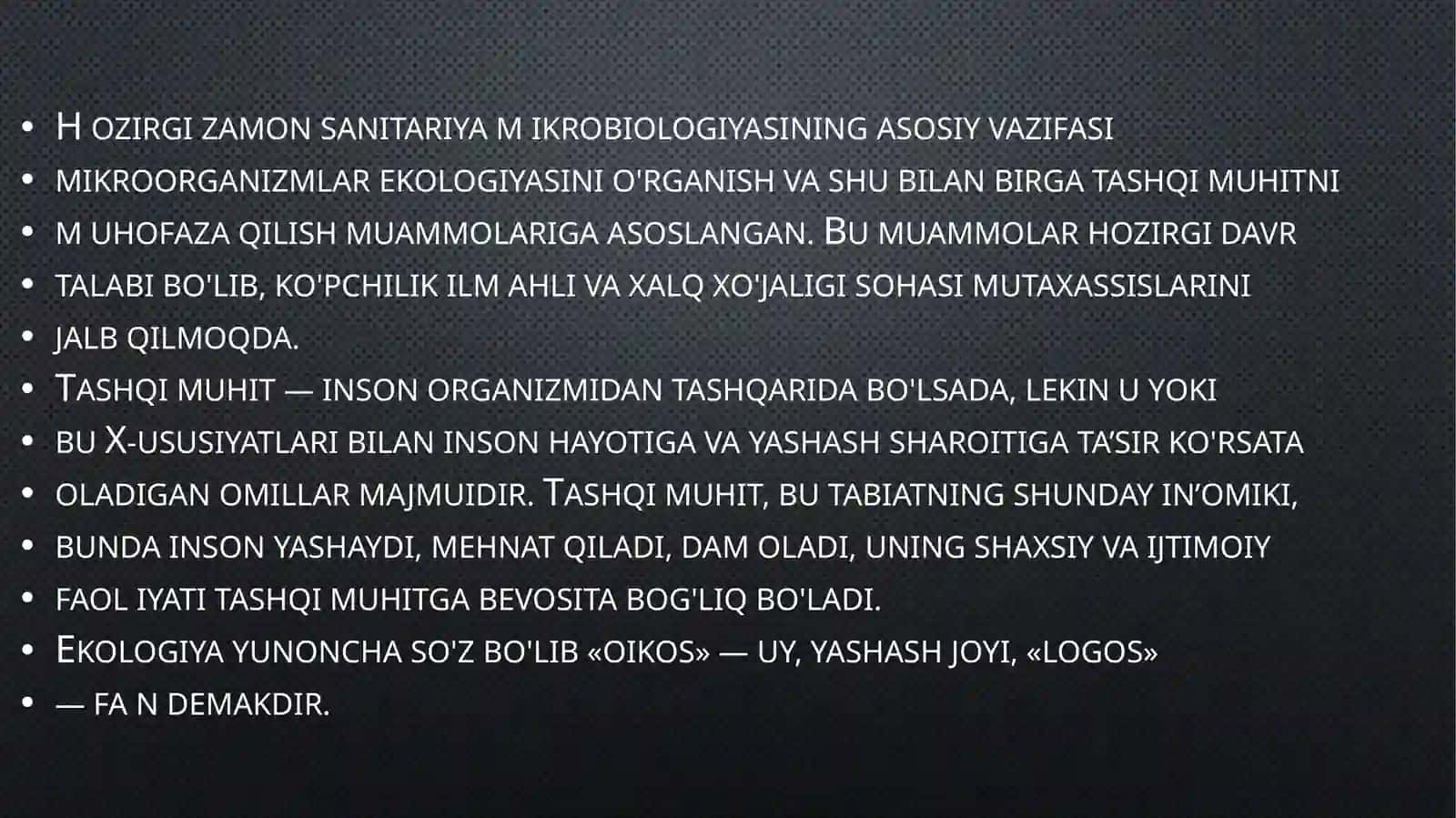 Mikroorganizmlar ekalogiyasi.SanitariYa mikrobiologiyasi 2