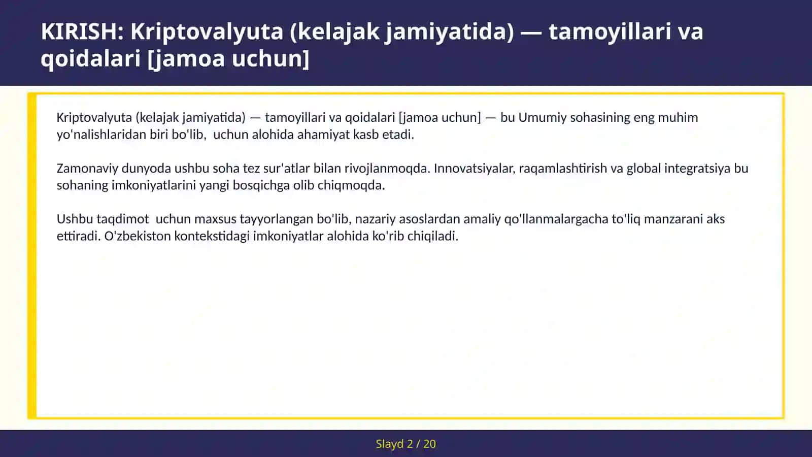 KRIPTOVALYUTA (KELAJAK JAMIYATIDA) — TAMOYILLARI VA QOIDALARI [JAMOA UCHUN] 2
