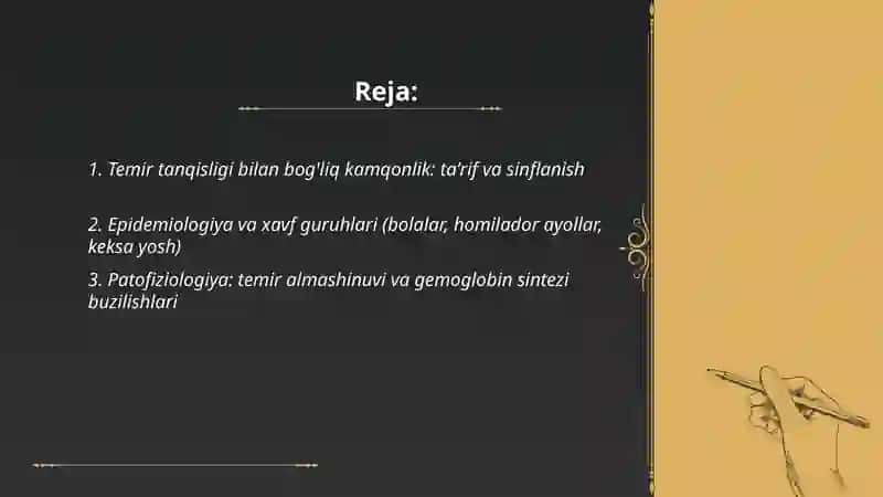 Temir tanqisligi bilan bog'liq kamqonlik va ularni davolashda farmatsevtik yordam tamoyillari 2
