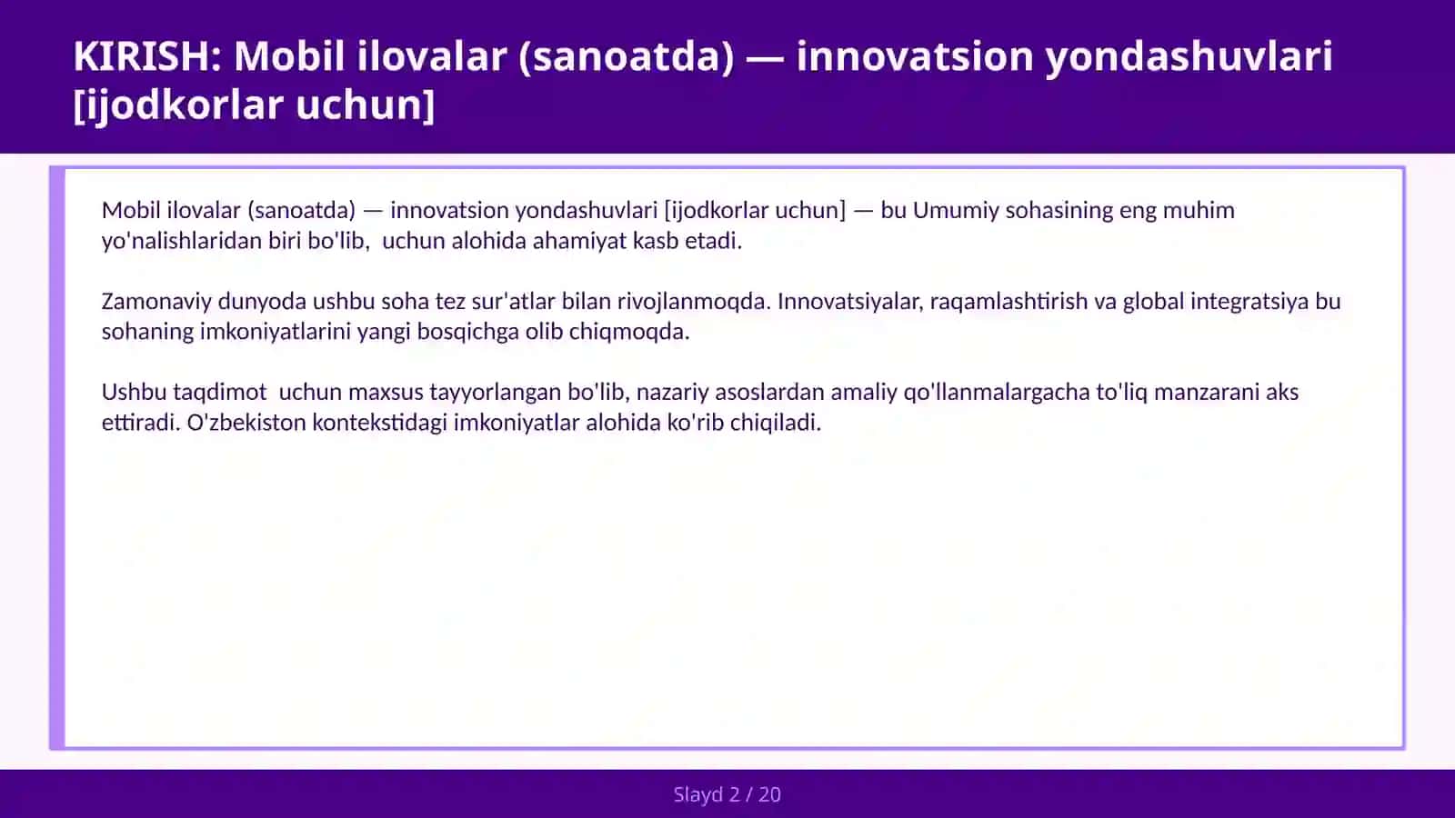 Mobil ilovalar (sanoatda) — innovatsion yondashuvlari [ijodkorlar uchun] 2