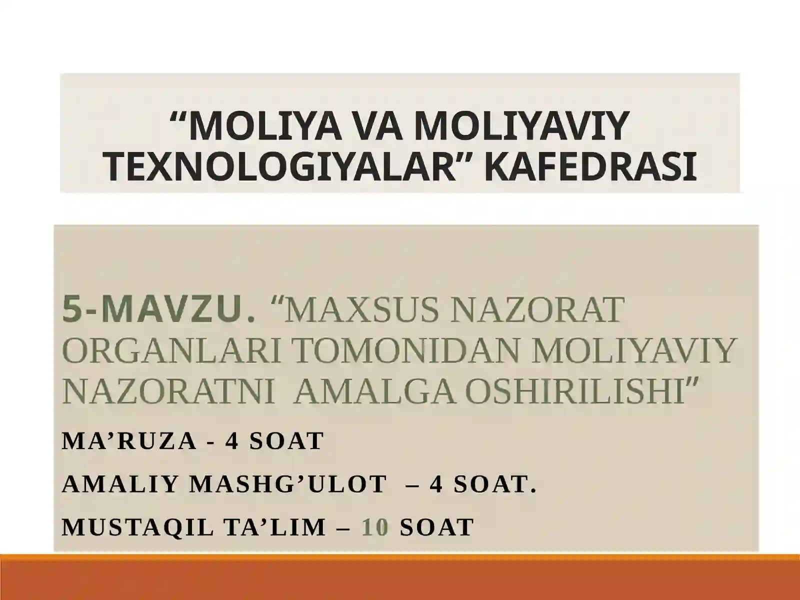 MOLIYAVIY NAZORAT 2