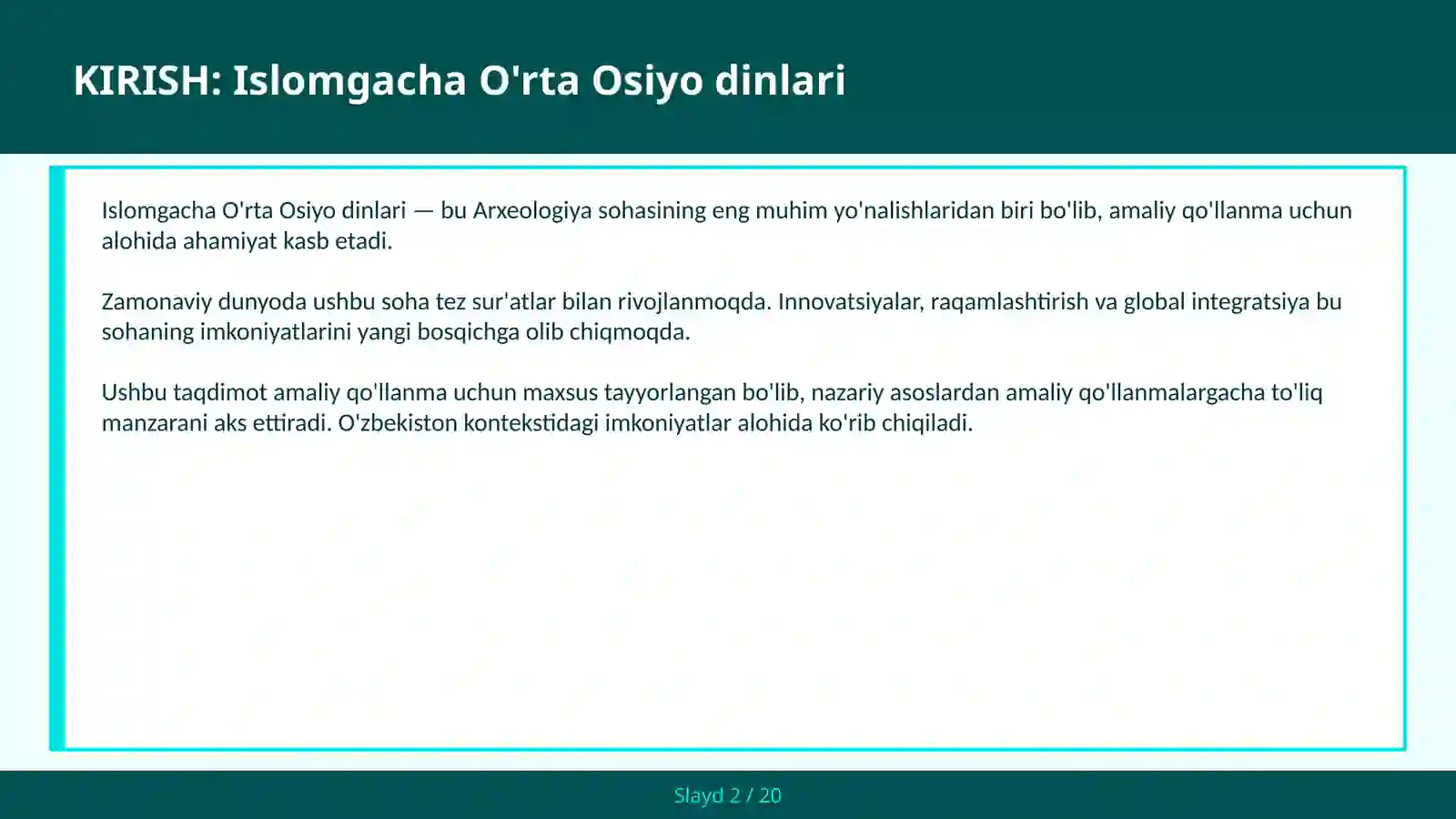 Islomgacha O'rt Osiyo Dinlari 2
