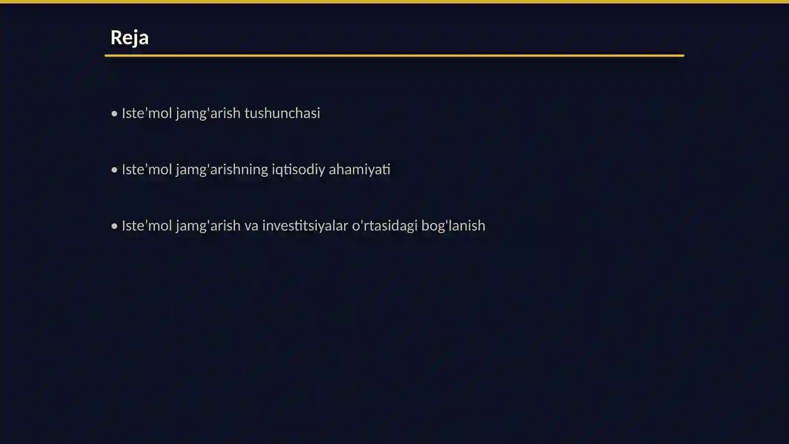Iste’mol jamg'arish va investitsiyalar 2