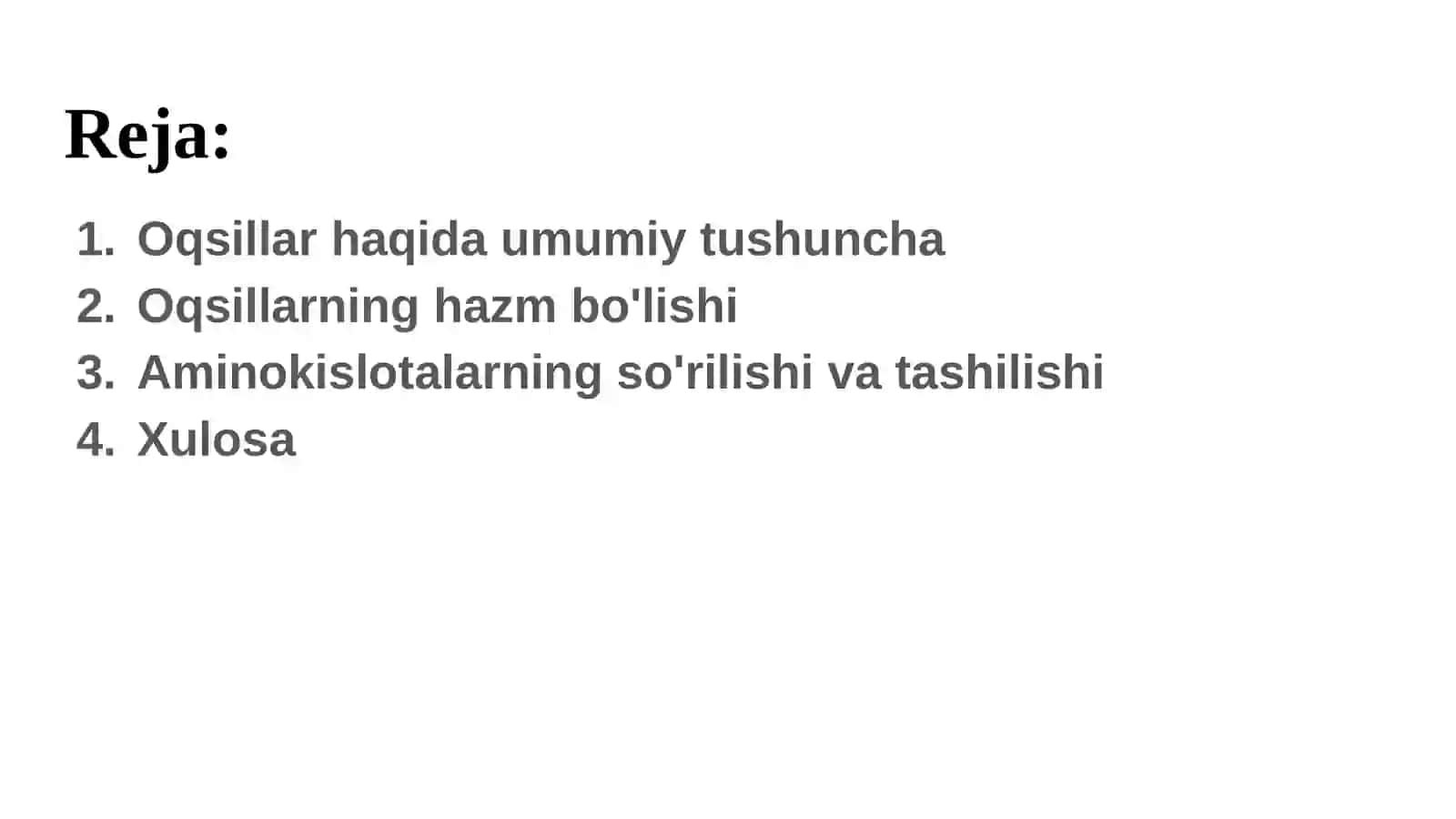 Oqsillar almashinuvi biokimyosi 2