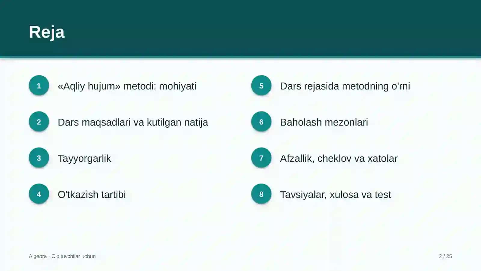 algebra darslarida aqliy hujum metodidan foydalanish 9388 2