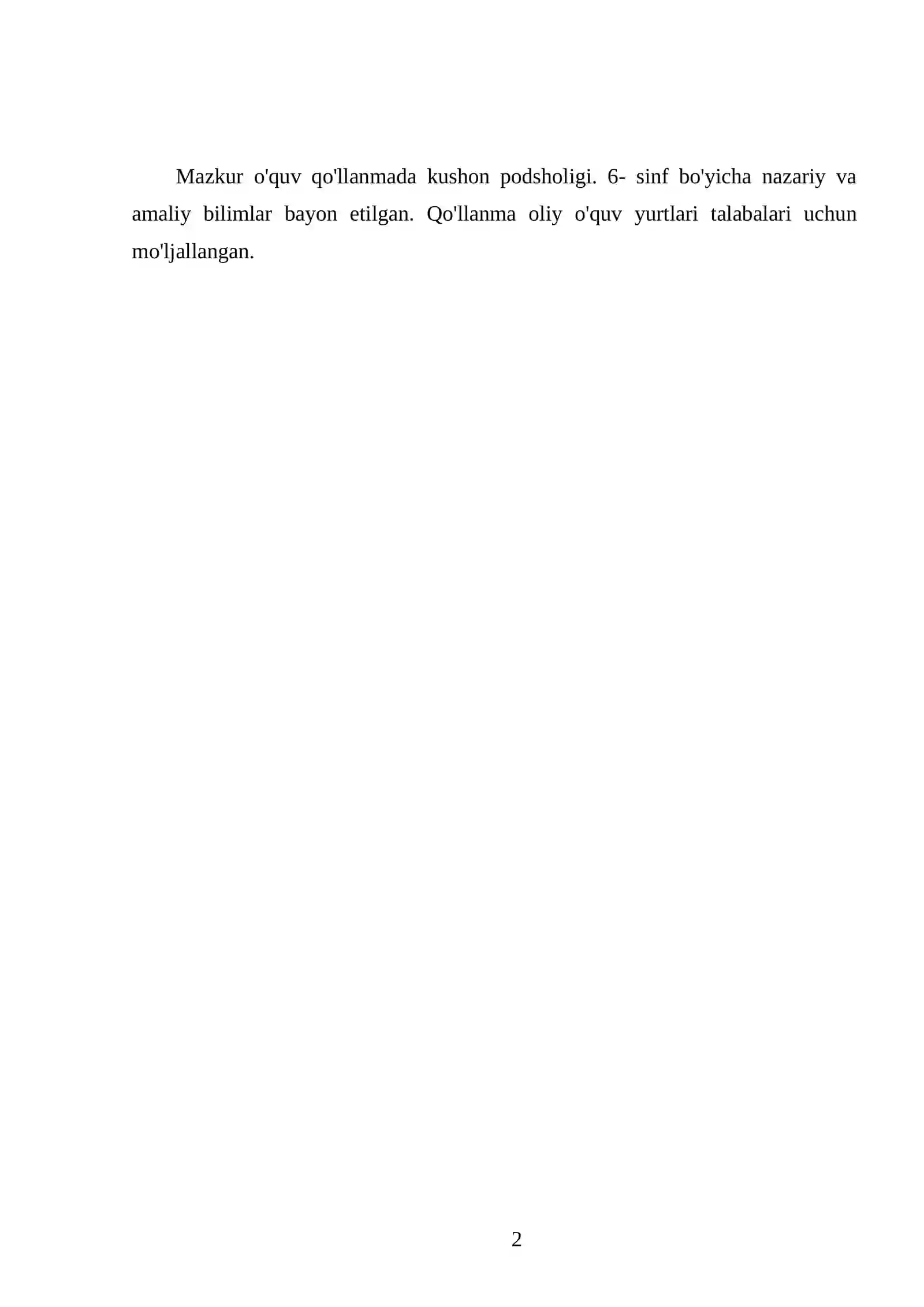 KUSHON PODSHOLIGI. 6- SINF 2