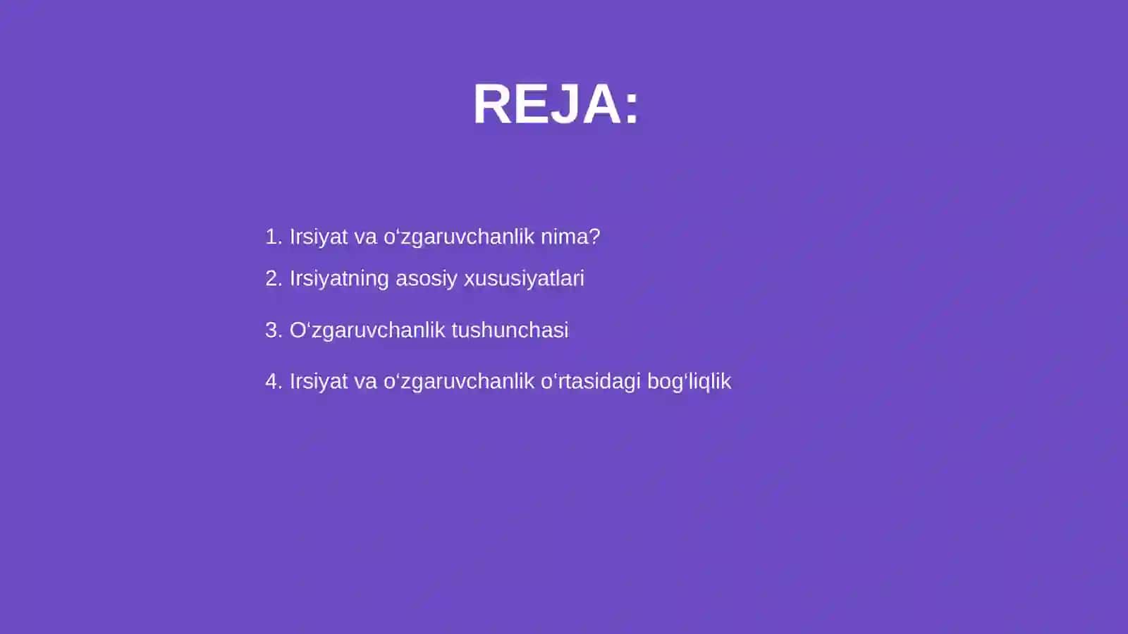 Irsiyat va o‘zgaruvchanlik 2