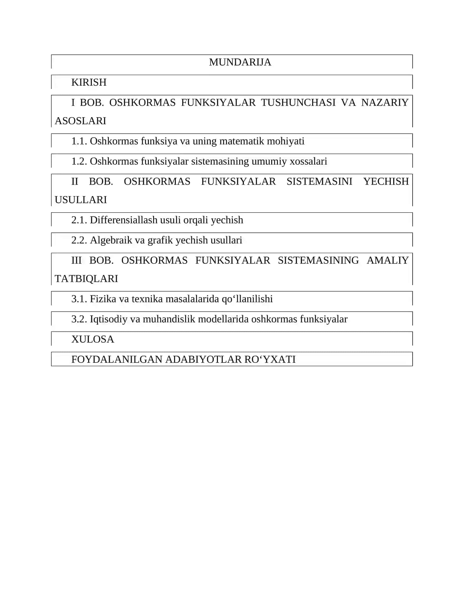 OSHKORMAS FUNKSIYALAR 2