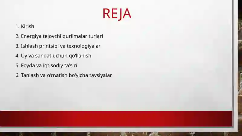 Energiya tejovchi qurilmalar 2