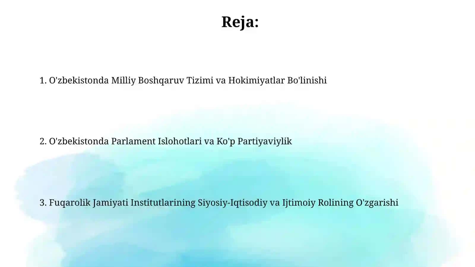 Oʻzbekistonda fuqarolik jamiyati va siyosiy islohotlar 2