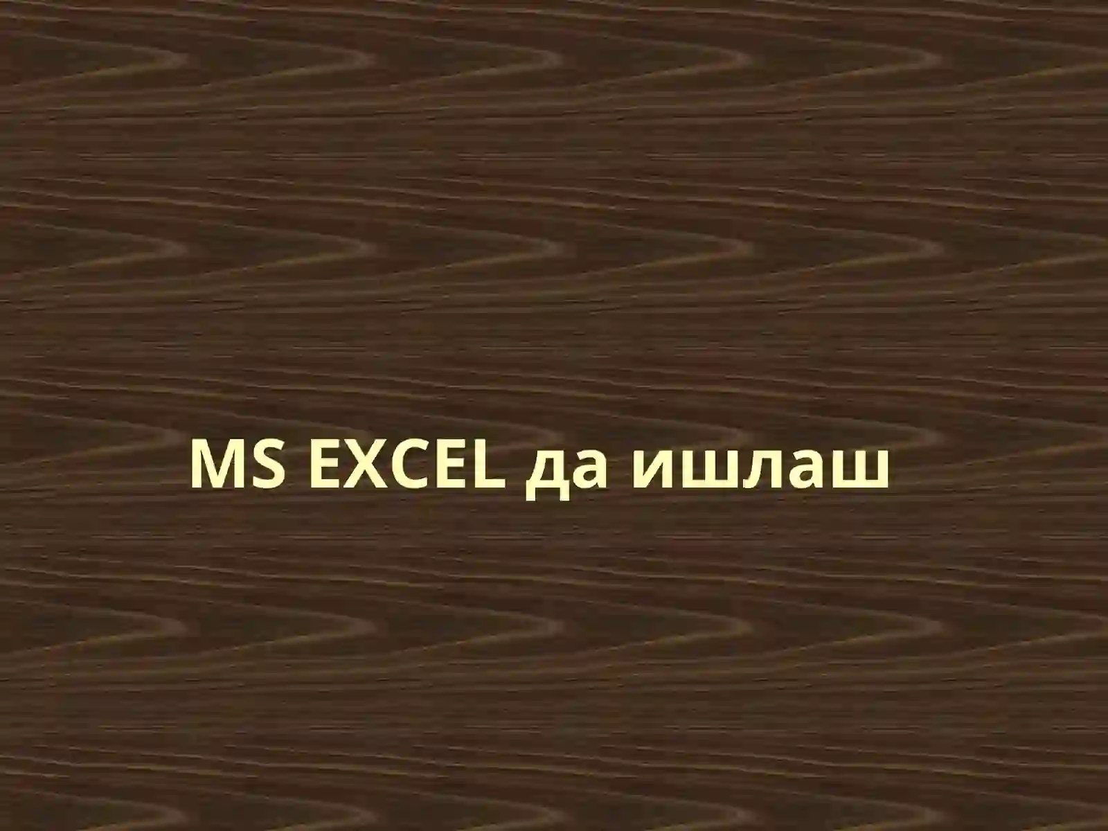 MS Excel ишлаш 2