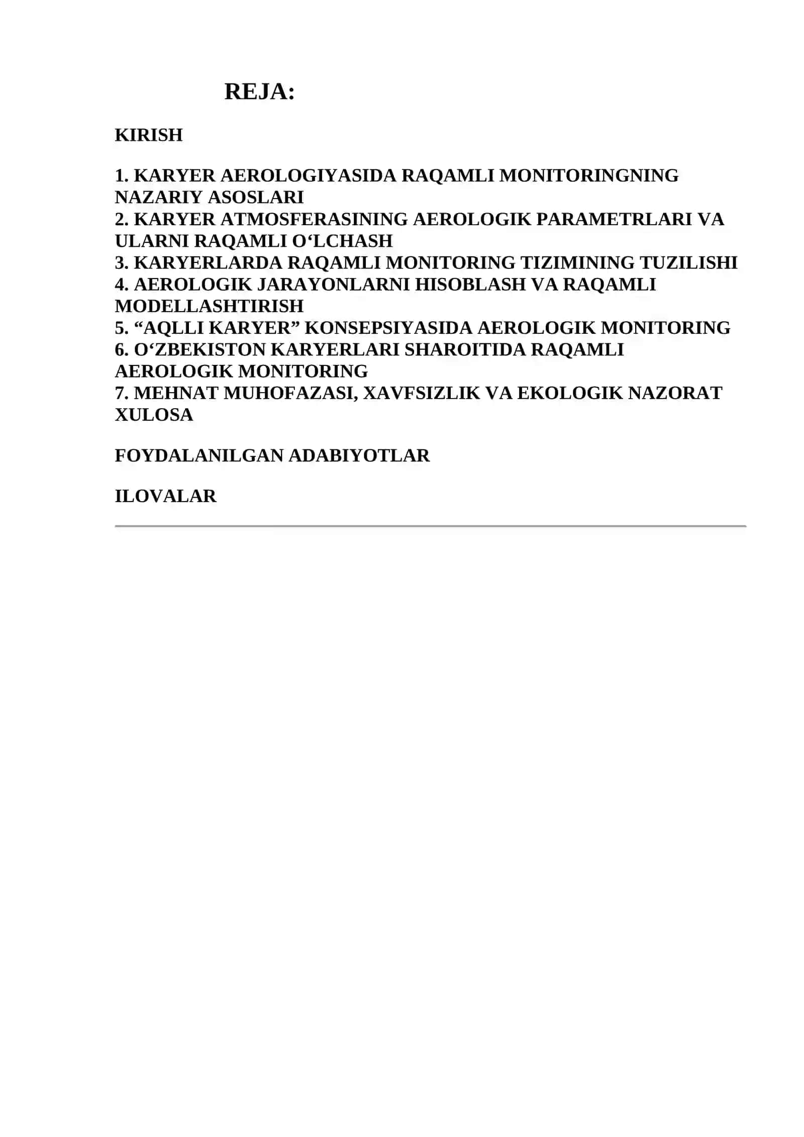 Karyer Aerologiyasi va Raqamli Monitoring 2