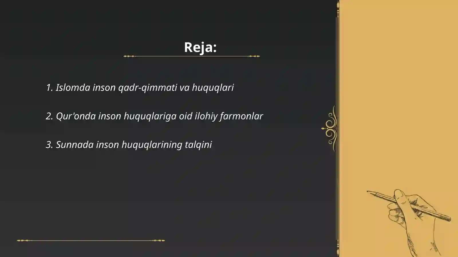 Islomda inson huquqlari va erkinliklarini taʼminlashning oʻziga xos jihatlari 2