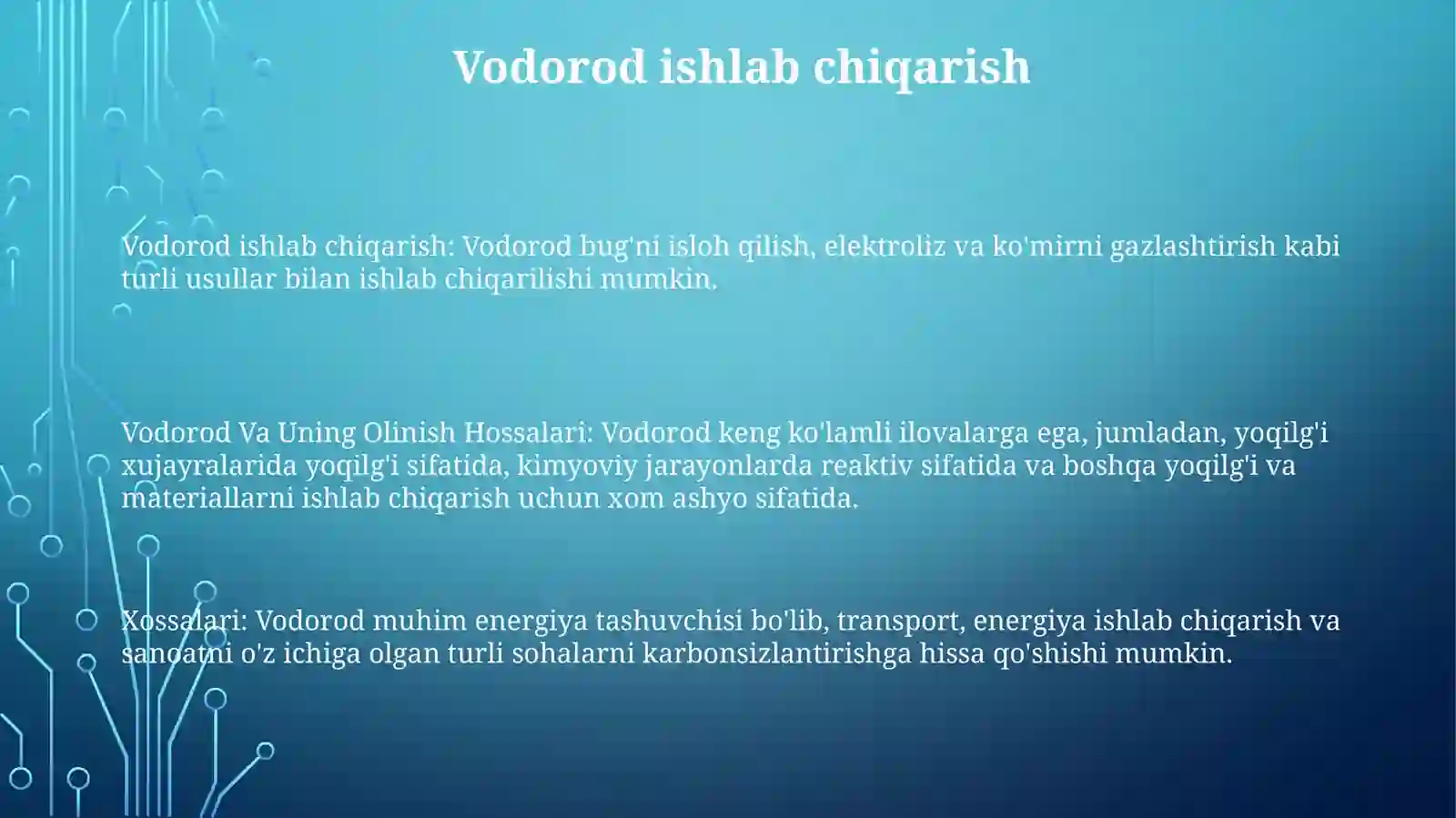 Vodorod Va UningOlinishHossalari 2