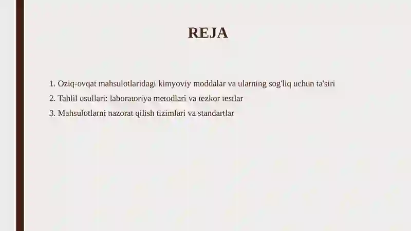 Oziq-ovqat mahsulotlari kimyoviy tahlili va nazorati 2