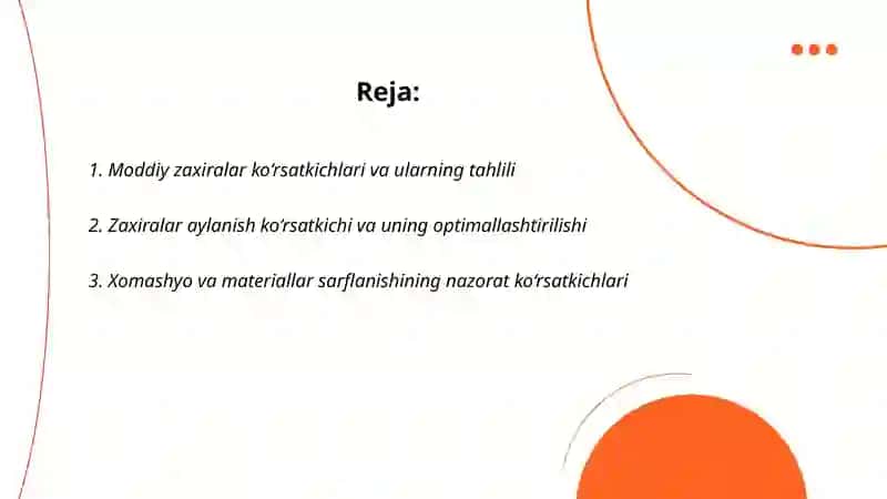 Moddiy zaxiralar va ulardan samarali foydalanish ко‘rsatkichlarining tahlili 2