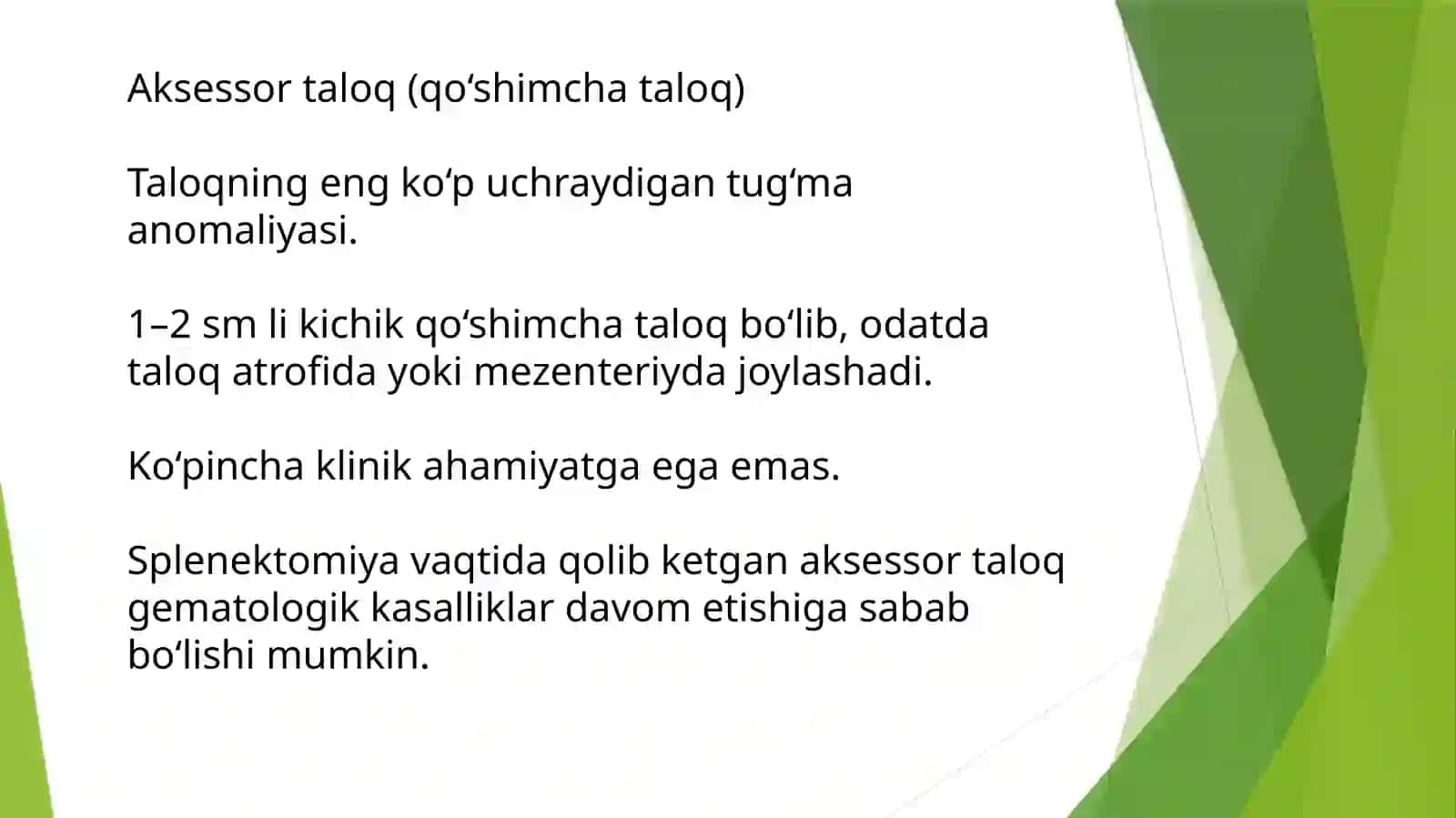 Taloqning tug'maa nomaliyalari va o'smalari 2