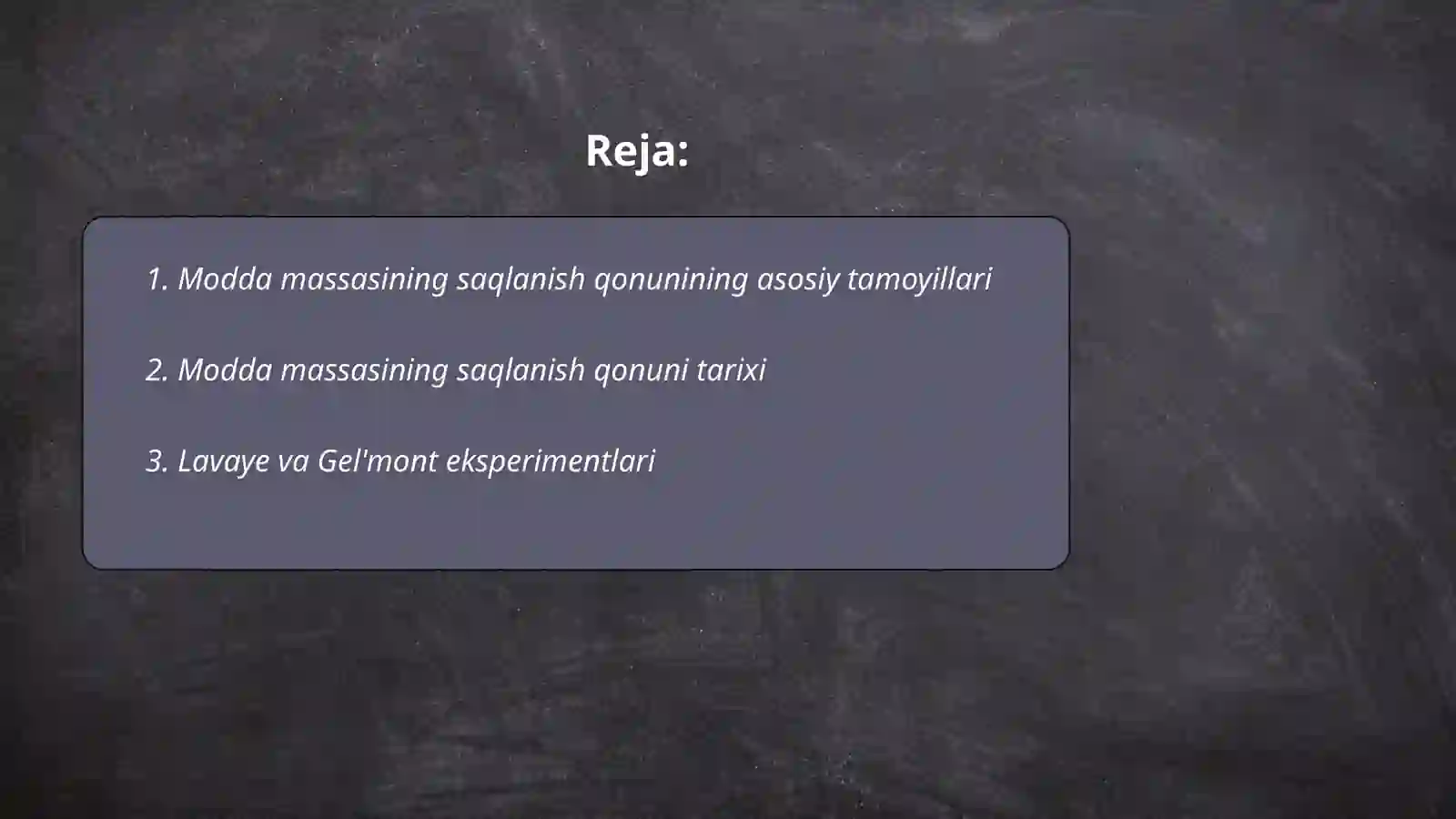 Modda massasining saqlanish qonuni 2